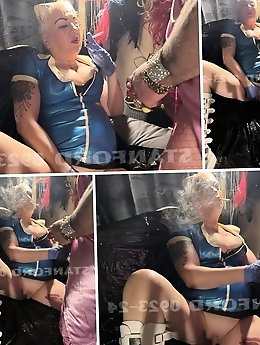 Mature woman enjoying herself by playing with her breasts.