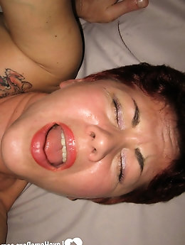 Dipping my cock into her banana vagina